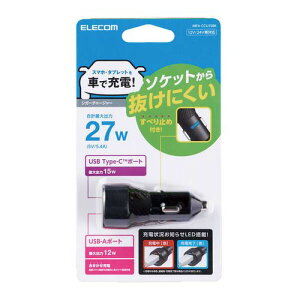 GR ELECOM VK[`[W[/h~/27W/Type-C×1/USB-A×1/ubN(MPA-CCU15BK) [J[݌ɕi
