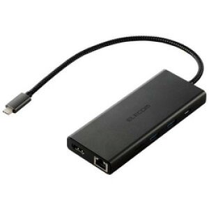 GR ELECOM Type-ChbLOXe[V/USB PDΉ/USB-A×4/USB-C×2/HDMI(4K60Hz)(DST-100BPBK) [J[݌ɕi