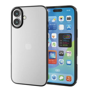 �G���R�� ELECOM iPhone 16 Plus �P�[�X �\�t�g �J�o�[ �Ռ��z�� ���^ �J���������Y�ی�݌v ���^���b�N�u���b�N(PM-A24BUCTMBK) ���[�J�[�݌ɕi