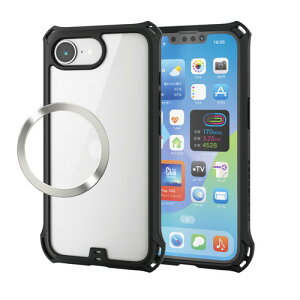 �G���R�� ELECOM iPhone 16e �P�[�X �n�C�u���b�h �Ռ��z�� �w�ʃN���A �u���b�N(PM-A25SZEROFCBK) ���[�J�[�݌ɕi