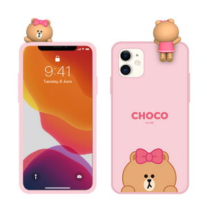 LINE FRIENDS iPhone 12 mini �t�B�M���A�t���J���[�\�t�g�P�[�X SNEAK PEEK CHOCO(KCE-CSB029) �d����݌ɕi