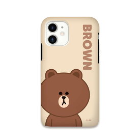 LINE FRIENDS ［公式ライセンス品］ iPhone 12 mini DUAL GUARD BASIC BROWN ライトベー(KCE-CSB035) 目安在庫=△