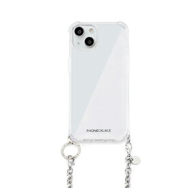 PHONECKLACE チェーンショルダーストラップ付きクリアケース for iPhone 14 Plus シルバ(PN23892i14MSV) 目安在庫=△