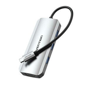 VENTION VENTION USB-C to HDMI/VGA/USB 3.0x3/PD hbLOXe[V O[(TO-7989) 񂹏i