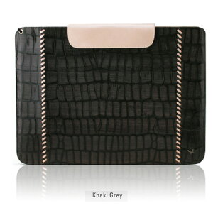 ZENUS Galaxy Tab 10.1 LTE Prestige Italian Hand Stitch Pouch Khaki Gray(Z401GT2) �d����݌ɕi