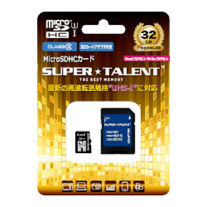 SuperTalent UHS-I Class10 Ή microSDHCJ[h 32GB ST32MSU1P ڈ݌=