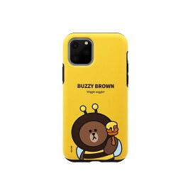 LINE FRIENDS iPhone 11 Pro JUNGLE BROWN DUAL GUARD バジーブラウン(KCJ-DJT002) 目安在庫=△