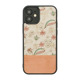 man＆wood iPhone 12 mini 天然木ケース Pink Flower(I19235i12) 目安在庫=△