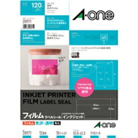 エーワン a-one a1 インクジェットプリンタラベル透明光沢フィルムタイプ12面　28971 取り寄せ商品
