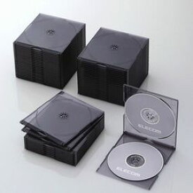 エレコム CD DVDスリムプラケース 2枚収納 50パック クリアブラック(CCD-JSCSW50CBK) メーカー在庫品