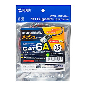 サンワサプライ SANWA SUPPLY カテゴリ6A細径メッシュLANケーブル ブラック&レッド 0.5m(KB-T6AME-005BKR) メーカー在庫品