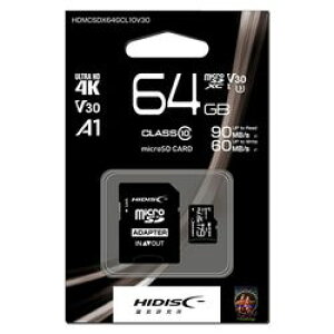 HIDISC microSDXCJ[h 64GB CLASS10 UHS-I Speed class3, A1Ή(HDMCSDX64GCL10V30) 񂹏i