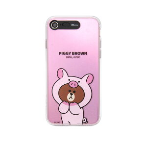 LINE FRIENDS iPhone 8/7 JUNGLE BROWN Light UP sM[uE(KCL-JLL005) d݌ɕi