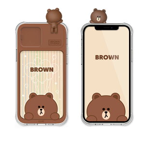 LINE FRIENDS mCZXin iPhone 12 tBMAtLIGHT UP CASE BROWN(KCE-CSI460) 񂹏i