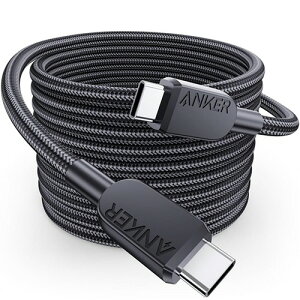 �A���J�[�W���p�� ANKER USB-C&USB-C �P�[�u��(���ϋv�i�C����) 3.0m �u���b�N 1�{(A81C7011) �ڈ��݌�=��