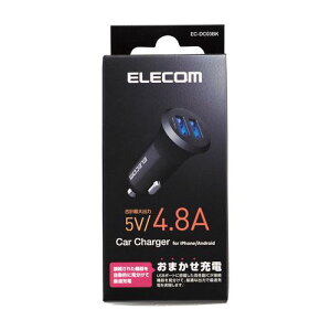 �G���R�� ELECOM �V�K�[�`���[�W���[�ԍڏ[�d��(4.8A�E2�|�[�g)(EC-DC03BK) ���[�J�[�݌ɕi