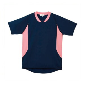 《トンボ》 入浴介助用シャツ CR108 ネイビー×ピーチ SS