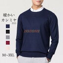 【スーパーsale期間5%OFFクーポン配布中】セーター カシミヤ メンズ 丸首 長袖 ビジネス 無地 ニット シンプル 定番 春 秋 冬 柔らかい クルーネック 3L 4L 男性 格好いい 暖かい フォーマル