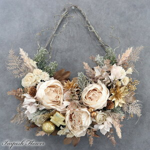 クリスマスリース 造花 クリスマススワッグ 豪華 玄関 おしゃれ 花 バラ