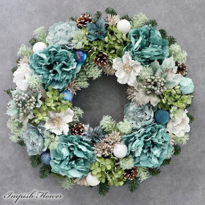 クリスマリース 造花 特大 大きい 50cm 人気 豪華 玄関 おしゃれ 北欧 青