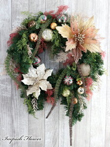 クリスマスリース ポインセチア 玄関 造花 人気 特大 大きい 大型 X'MASリース