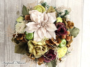 クリスマスリース X'MASリース ポインセチア 玄関 造花