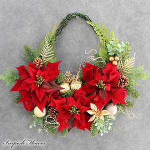 クリスマススワッグ ポインセチア クリスマスリース 玄関 おしゃれ 花 赤