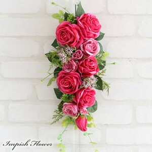 壁掛け 造花 リース バラ インテリア スワッグ オシャレ アートフラワー フラワーリース