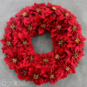 クリスマスリース ポインセチア 60cm 赤 特大 大きい 玄関 おしゃれ 豪華 人気 北欧