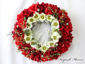 豪華 40cm 造花 リース アーティフィシャルフラワー 壁掛け 玄関