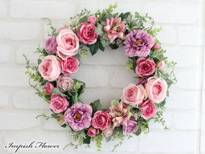リース 造花 玄関 フラワーリース アレンジ フラワーアレンジメント 造花リース 壁掛け