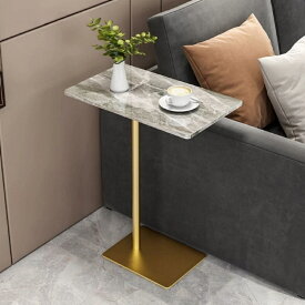 サイドテーブル 岩板 大理石風 おしゃれ スリム ソファテーブル コーヒーテーブル ミニテーブル 北欧 玄関 簡易テーブル 補助テーブル リビング 寝室 アイアン ゴールド 45×30cm