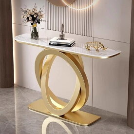 コンソールテーブル 玄関テーブル おしゃれ スリム 大理石調 岩板天板 幅120cm 奥行30cm モダン 高級感 ゴールド 飾り台 ディスプレイ スタンド 半円型 イタリアン モダン インテリア リビング エントランス 廊下 置物台 玄関収納 北欧 タイリッシュ カフェ風