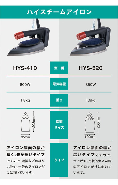楽天市場】ハイスチームアイロン（タンク吊り下げ型）HYS-520/アイロン 