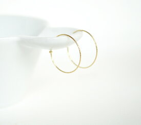 記念日 プレゼント レディース k10 フープ ピアス ゴールド naotjewelry K10 Simple cut Hoop Pierce