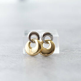 ピアス 金属アレルギー対応 シンプル バイカラー イヤリング 両耳用 ニッケルフリー 上品 大人 Dual Tone Elegance