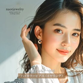 ピアス 金属アレルギー対応 シンプル バイカラー イヤリング 両耳用 ニッケルフリー 上品 大人 Dual Tone Elegance