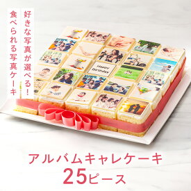 アルバムキャレケーキ 25ピース 30cm×30cm 写真ケーキ 送料無料 写真 プリント イラスト プレート ケーキ 印刷 アルバムケーキ 押し活 父の日 誕生日 バースデーケーキ プレゼント バースデー ナポレオン 冷凍 谷原章介instagram インスタ ギフト 記念日 贈り物