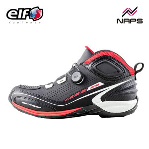 elf エルフ EL016 ライディングシューズ ブラック/ホワイト BOA フィットシステム リフレクター 反射板 クラリーノ 日本製 シンテーゼ synthese 16