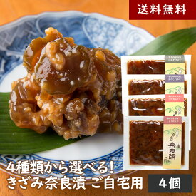 【送料無料】4種類から選べる！きざみ奈良漬 ご自宅用4個 まとめ買い 100g入り
