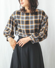 ★4/25限定！20%OFFクーポン配布中★【期間限定70％OFF】《ツイルチェックドロップパフスリーブ ブラウス》レディース ファッション トップス ナラ カミーチェ ナラカミ NARACAMICIE アウトレット 送料無料