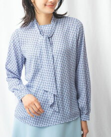 ★4/25限定！20%OFFクーポン配布中★【50%OFF】《 幾何プリント ボウタイ 付きクルーネック ブラウス 》レディース ファッション トップス ナラ カミーチェ ナラカミ NARACAMICIE アウトレット 送料無料