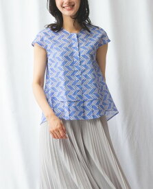 ★5/25限定！20%OFFクーポン配布中★【期間限定60％OFF】《 幾何柄 コットン タック ペプラム ブラウス 》レディース ファッション トップス ナラ カミーチェ ナラカミ NARACAMICIE アウトレット 送料無料