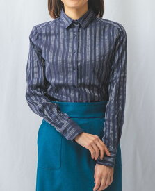 【50％OFF】《 ダークカラー ストライプ 長袖 シャツ 》 レディース トップス 長袖 ストレッチ S〜4L 7号〜17号 ナラ カミーチェ ナラカミ NARACAMICIE アウトレット 送料無料