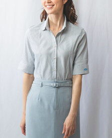 【50%OFF】《 ストレッチ ストライプ 半袖 シャツ 》【 ナラカミーチェ 公式】 レディース トップス ストレッチ エンブレム S～4L 7号～17号 ナラ カミーチェ ナラカミ NARACAMICIE アウトレット 送料無料