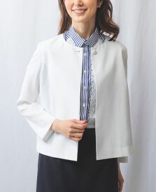 ★4/25限定！20%OFFクーポン配布中★【期間限定50％OFF】《 サッカーストライプボレロジャケット 》【 ナラカミーチェ 公式】 レディース アウター 羽織り ノーカラー 春 夏 きちんと 冷房対策 ナラ カミーチェ ナラカミ NARACAMICIE アウトレット 送料無料