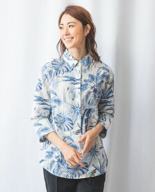 【50%OFF】《 リーフ＆バードプリント 七分袖 シャツ 》【 ナラカミーチェ 公式】 レディース トップス リゾート 華やか 主役級 天然素材 麻 綿 夏 バカンス ナラ カミーチェ ナラカミ NARACAMICIE アウトレット 送料無料