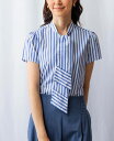 ◆2000円OFFクーポン配布中【50%OFF】《 ブライト ストライプ ボウタイ ブラウス 》【 ナラカミーチェ 公式】 レディース トップス 半袖 爽やか 綿 100% 大きいサイズ ナラ カミーチェ ナラカミ NARACAMICIE アウトレット 送料無料