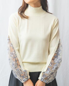 【30%OFF】《 チュールレース袖 プルオーバー ニット 》【 ナラカミーチェ 公式】 レディース トップス ハイネック 花柄 レース 長袖 ナラ カミーチェ NARACAMICIE アウトレット 送料無料