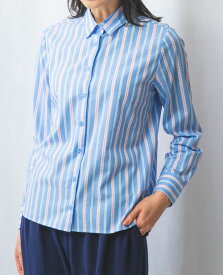 【50%OFF】《 ドット ストライプ 長袖 シャツ 》 レディース トップス レギュラーカラー ストレッチ 伸縮性ナラカミ アウトレット 送料無料 NARACAMICIE